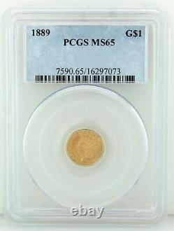 US 1889 PCGS MS65 Indian Princess Gold Dollar $1 Coin